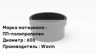 Заглушка полипропиленовая ПП-полипропилен D=600 Wavin